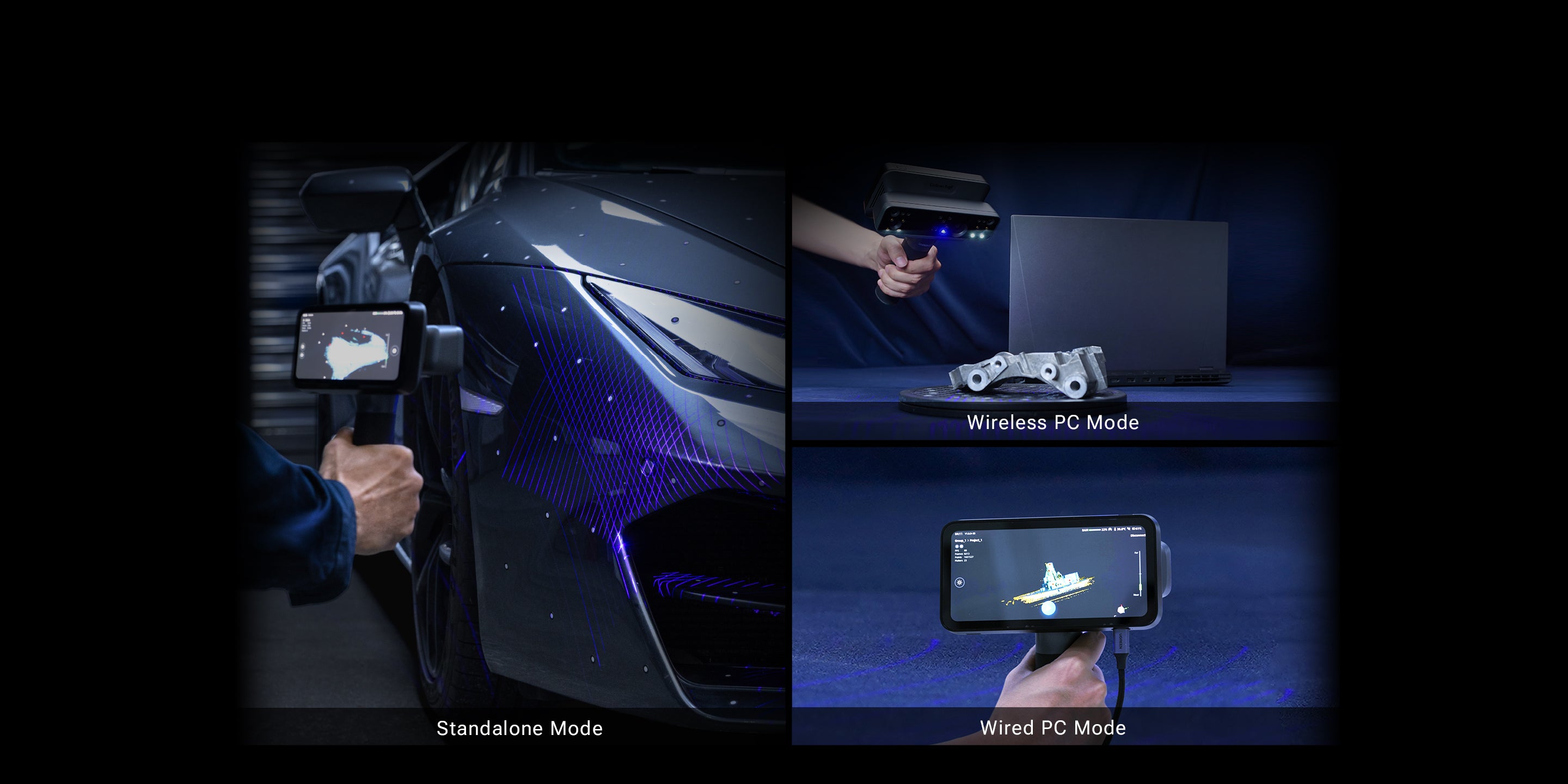 EinScan Rigil 3d scanner Triple Work Modes