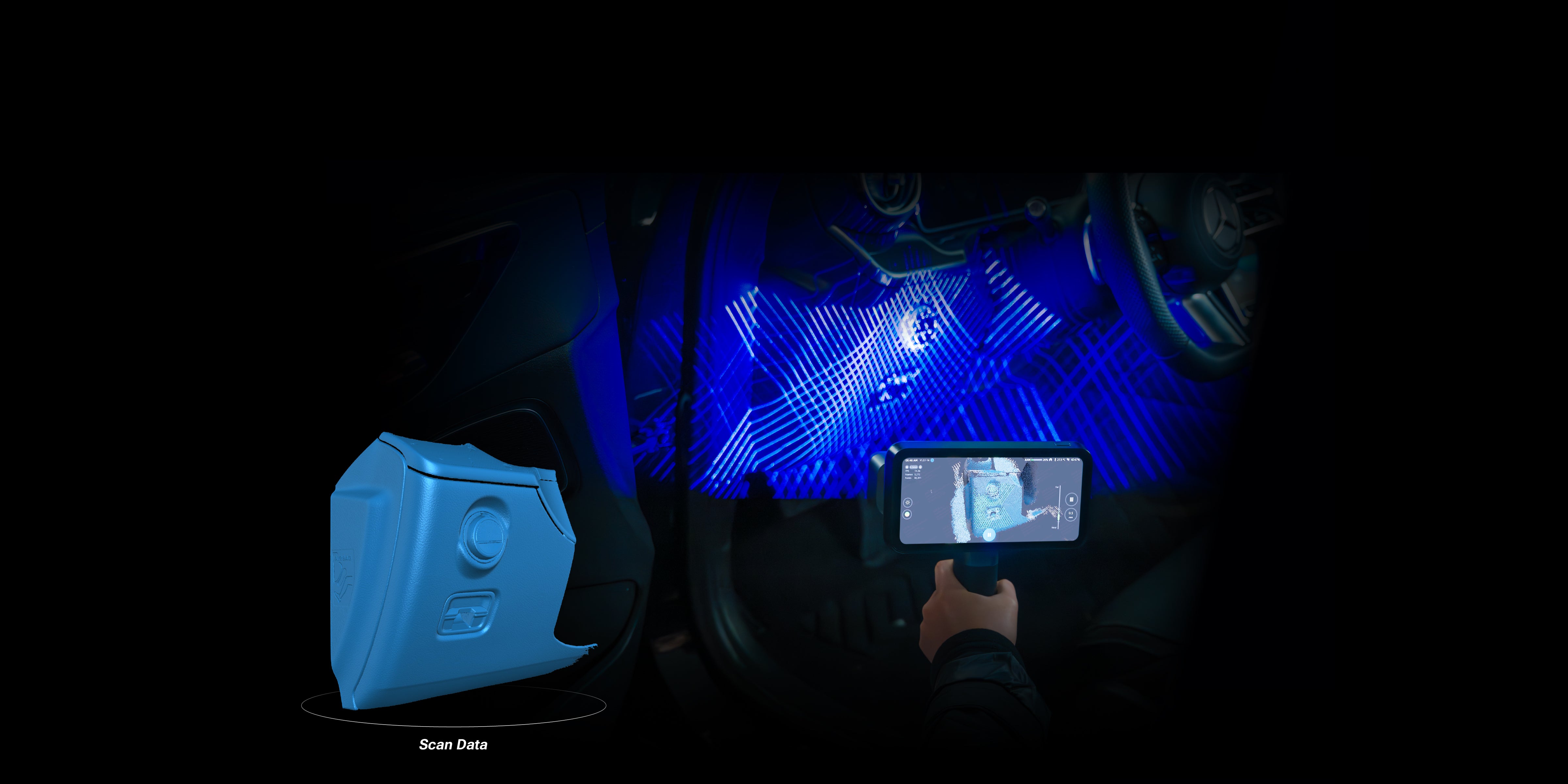 EinScan Rigil Lite 3D scan of automotive interior components