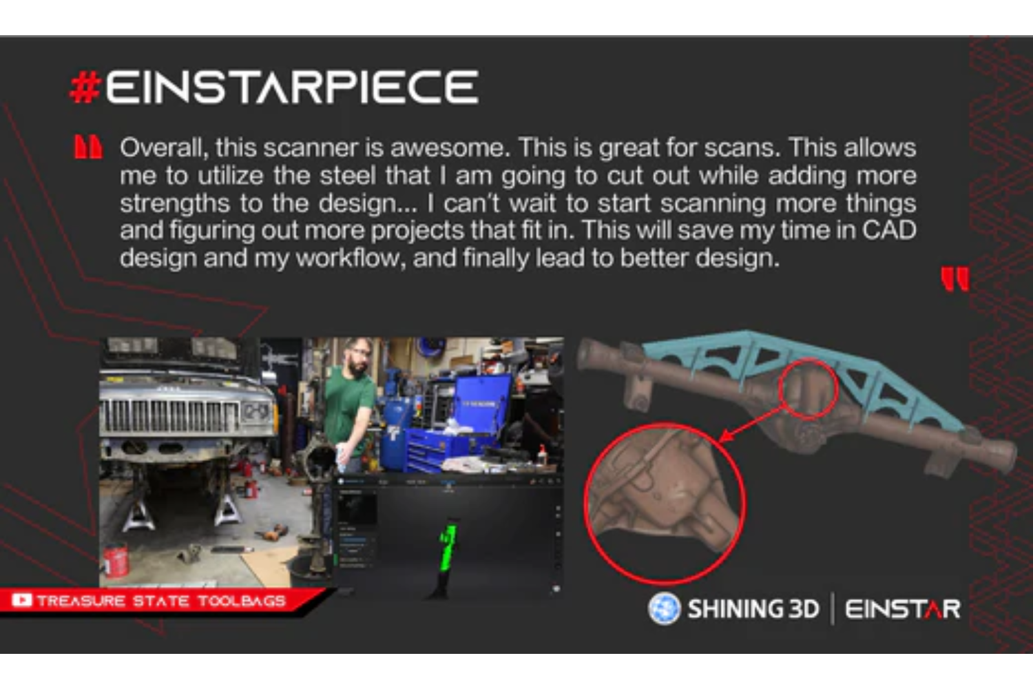 EINSTAR 3D Scanner used in the Jeep XJ project by Treasure State Toolbags