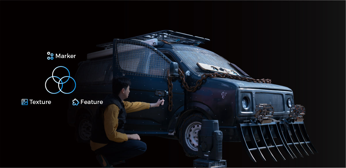 IR and laser 3D scanning of vehicle using multi-tracking modes