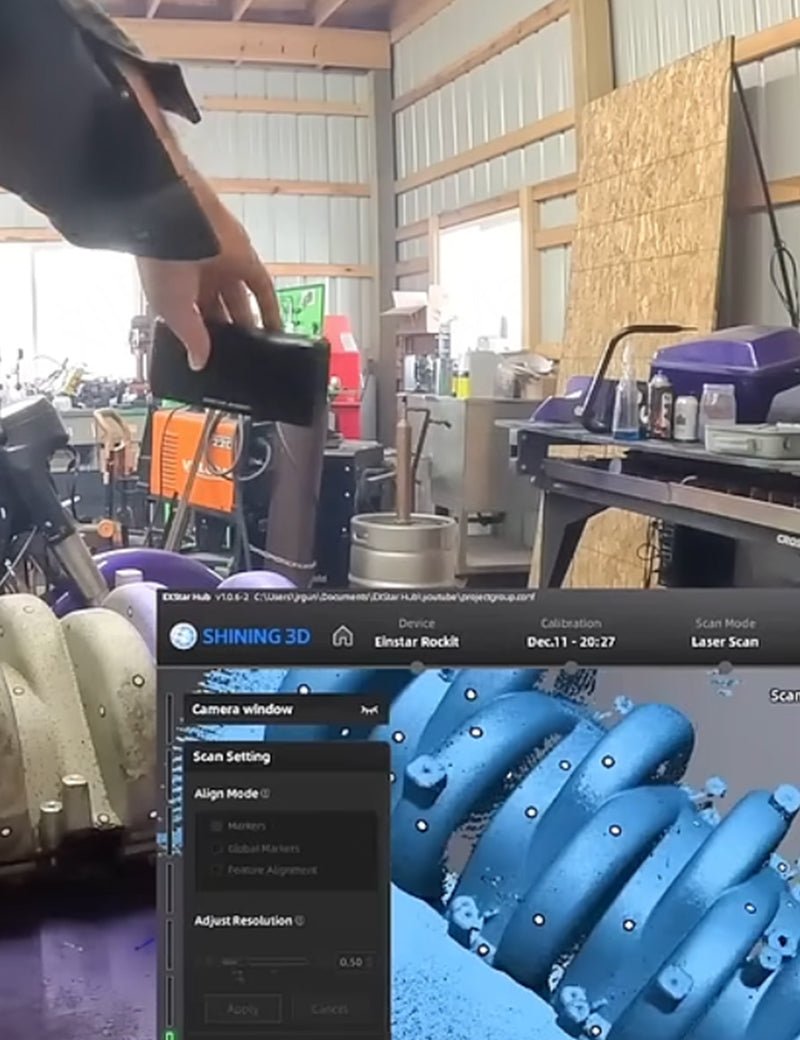 The Driveway Engineer used the EINSTAR Rockit 3D scanner to capture an engine intake manifold