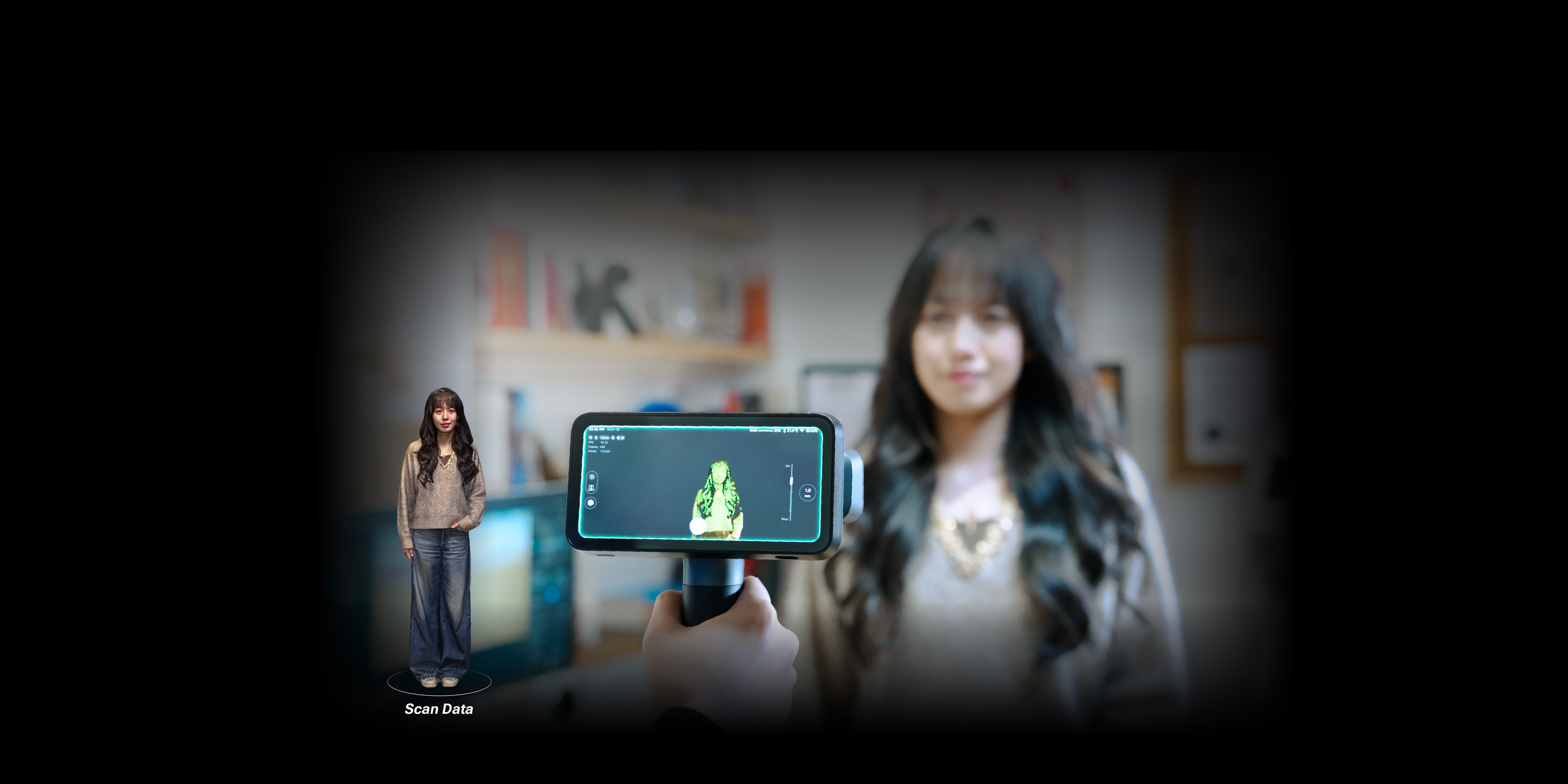 EinScan Rigil Lite 3D scanner capturing human scan with IR VCSEL