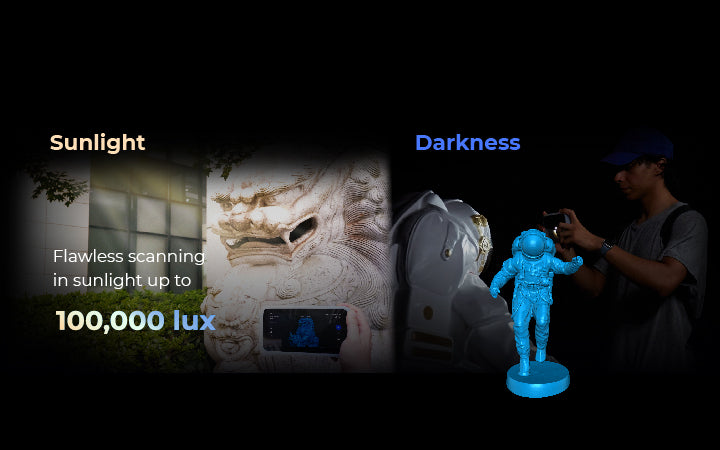 EINSTAR VEGA flawless 3D scanning in sunlight up to 100,000 lux with strong lighting adaptability