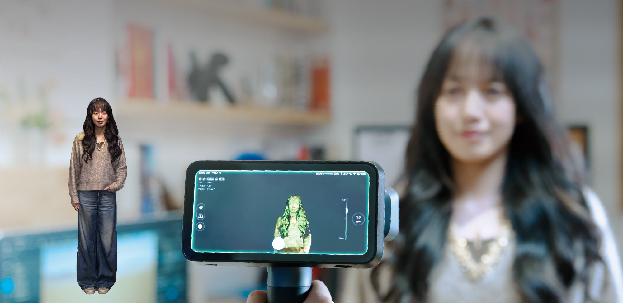 EinScan Rigil Lite 3D scanner capturing human scan with IR VCSEL