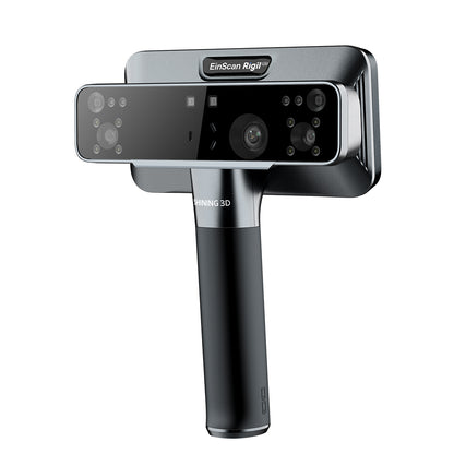 SHINING 3D EinScan Rigil Lite 3D scanner capturing detailed images of the compact handheld device.